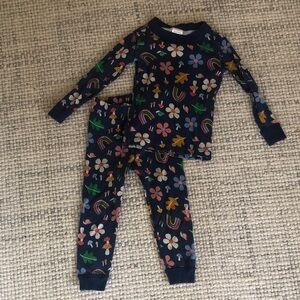 Hanna Andersson Navy Floral & Rainbow Print PJ Set